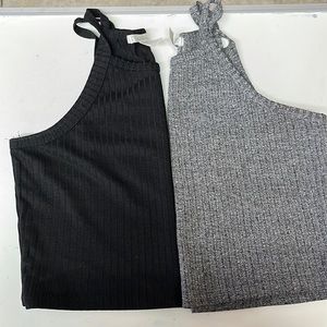 Grey and Black Crop tanks